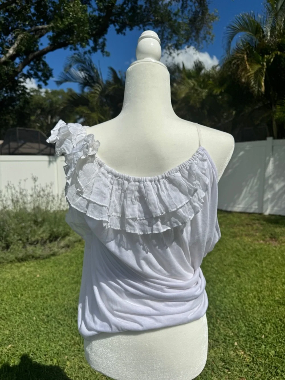 Elizabeth and James Draped One-Shoulder Ruffle Women's Top - Picture 5 of 8